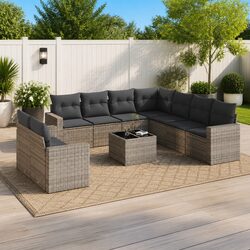 Transform Your Patio with Our 10-Piece Grey Sofa Set