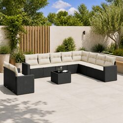 Enhance Your Patio with This 11-Piece Black Sofa Set