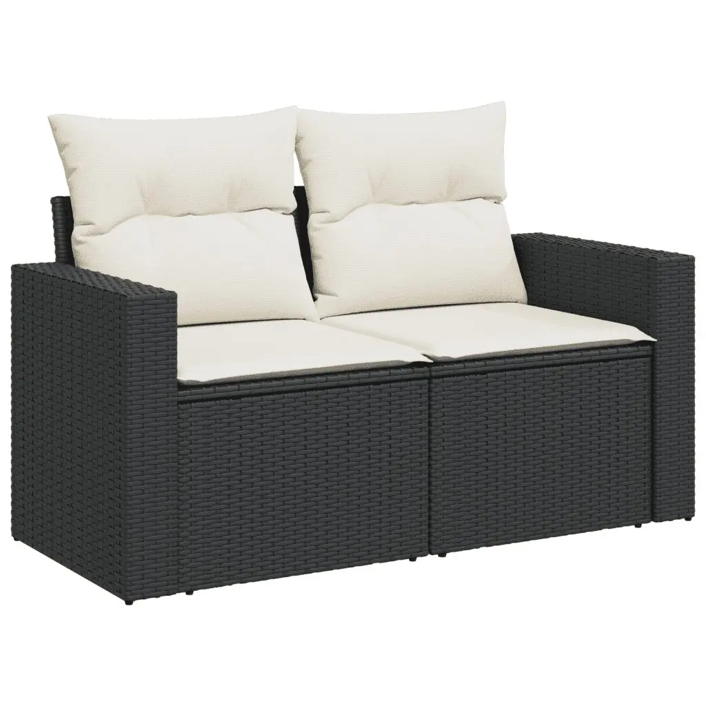 Garden Sofa Set 8 Piece Outdoor Furniture with Cushions Black Modular Patio