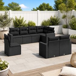 8-Piece Black Outdoor Sofa Set for a Welcoming Space