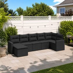 Enhance Your Space with This 7 Piece Black Outdoor Sofa Set