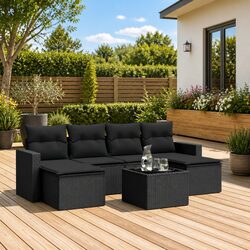 Enhance Your Outdoor Space with a 7 Piece Black Rattan Sofa Set