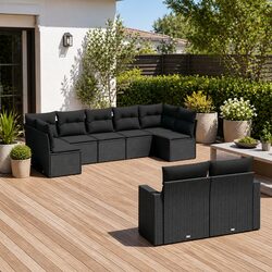 Enhance Your Patio with This 9-Piece Sofa Set in Black