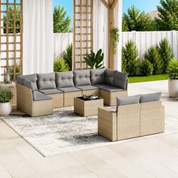 10-Piece Outdoor Sofa Set in Beige for Relaxing Evenings