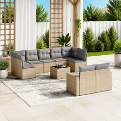 10-Piece Outdoor Sofa Set in Beige for Relaxing Evenings