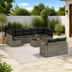 Modular Grey Poly Rattan Outdoor Furniture Sofa Set