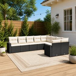 Outdoor 9-Piece Sofa Set in Black for Relaxation