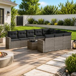 11-Piece Modular Outdoor Sofa Set in Grey