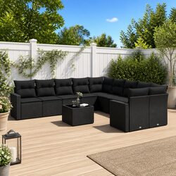 Stylish 11 Piece Outdoor Patio Sofa Set with Cushions