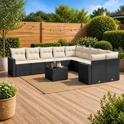 11-Piece Black Garden Sofa Set for Stylish Outdoor Spaces