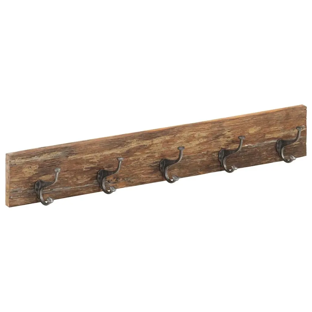 Hall Hanger 5 Hook Solid Reclaimed Wood Coat Rack Brown Home Decor