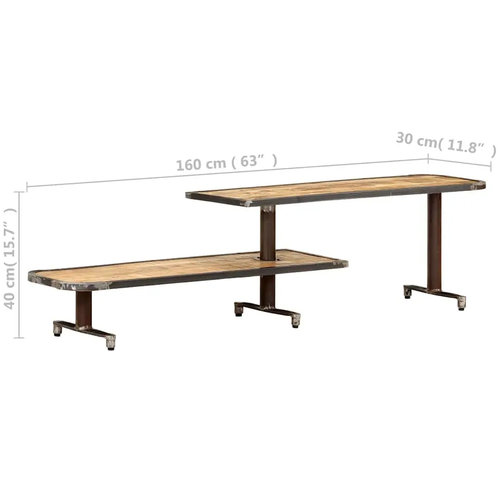 TV Cabinet 160x30x40 cm Solid Mango Wood Lowboard Rustic Industrial Furniture