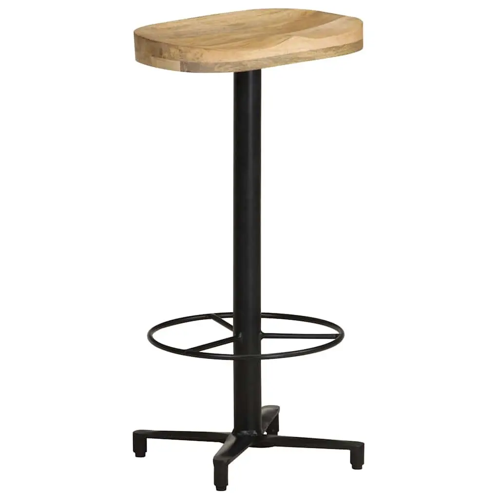 Bar Stools 76 cm Brown Solid Wood Mango Powder-Coated Iron Base Footrest 2 pcs