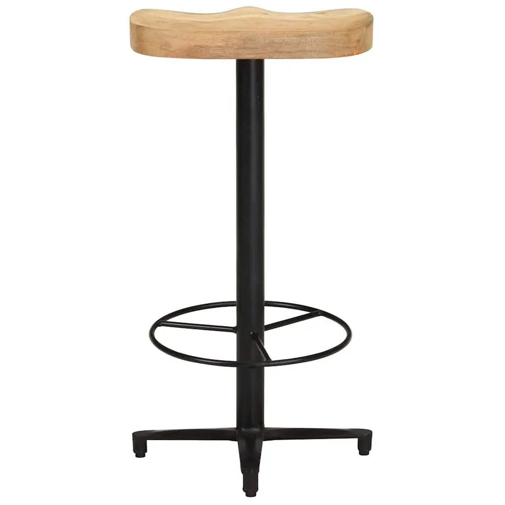Bar Stools 76 cm Brown Solid Wood Mango Powder-Coated Iron Base Footrest 2 pcs