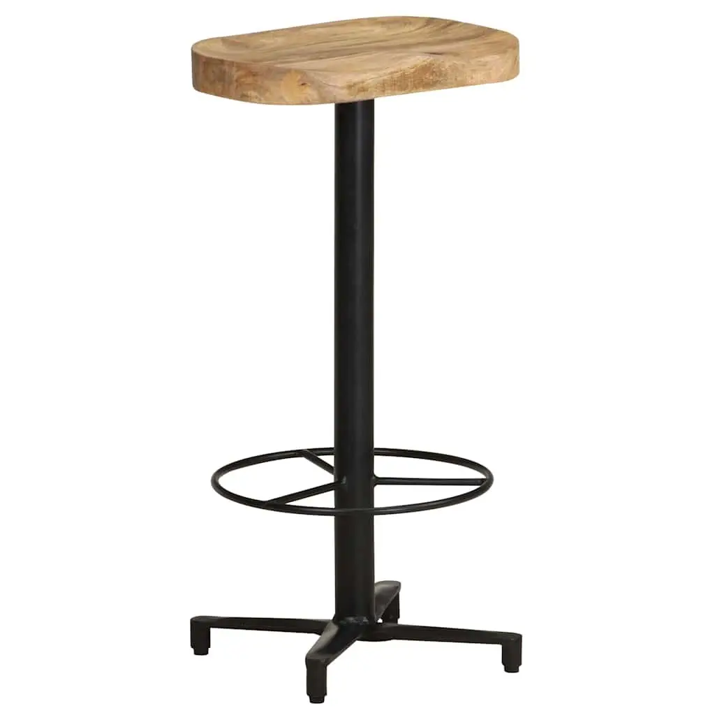 Bar Stools 76 cm Brown Solid Wood Mango Powder-Coated Iron Base Footrest 2 pcs