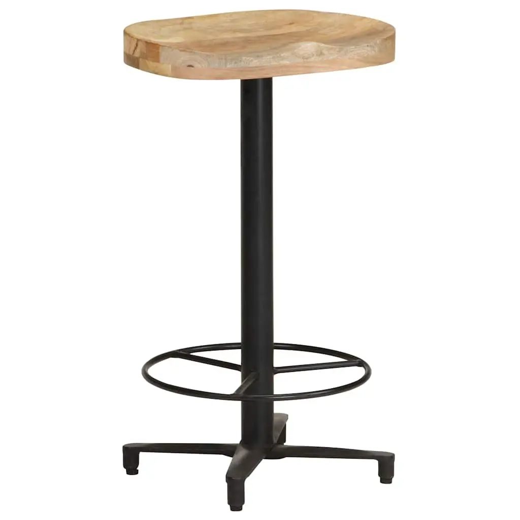 Bar Stools 66 cm Brown Wood Solid Mango Construction Powder-Coated Iron Base Footrest
