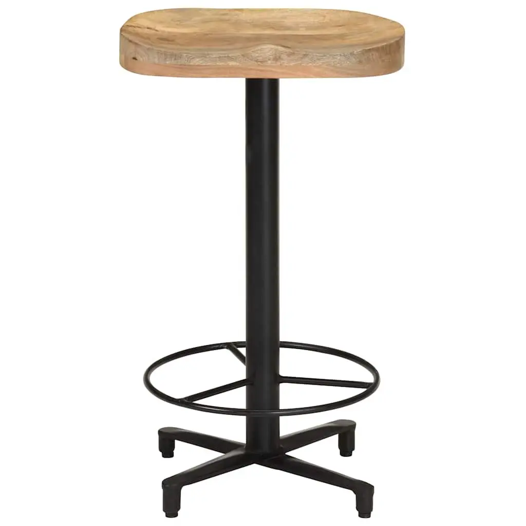 Bar Stools 66 cm Brown Wood Solid Mango Construction Powder-Coated Iron Base Footrest