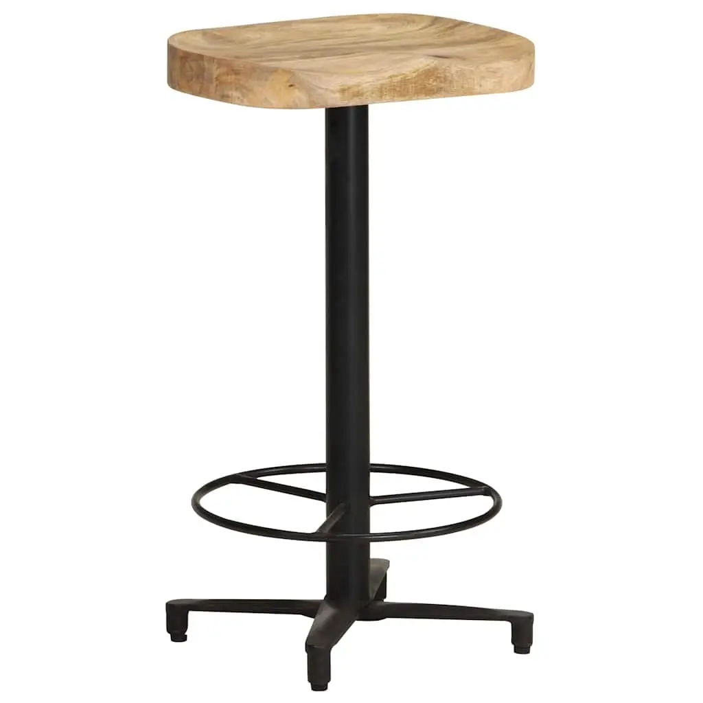 Bar Stools 66 cm Brown Wood Solid Mango Construction Powder-Coated Iron Base Footrest