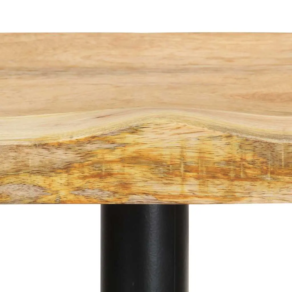 Bar Stools 66 cm Brown Wood Solid Mango Construction Powder-Coated Iron Base Footrest