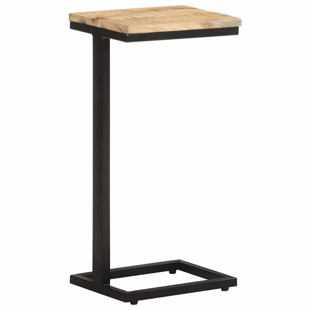 Side Tables 2 pcs Rough Mango Wood Accent Furniture Iron Legs
