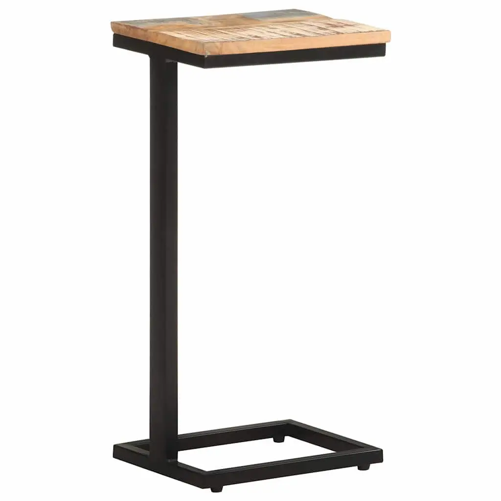 End Table 2 pcs Solid Reclaimed Wood Brown Powder-coated Iron Legs