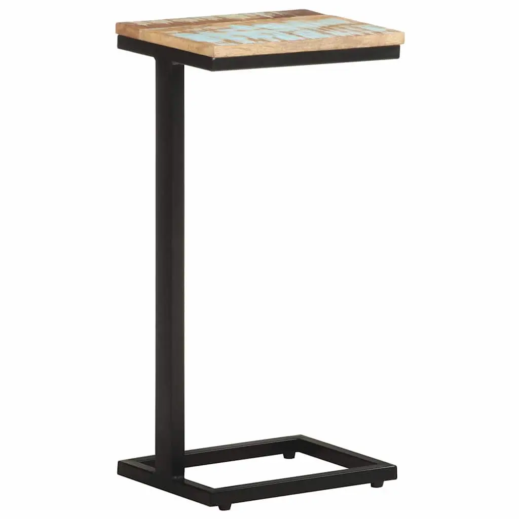 End Table 2 pcs Solid Reclaimed Wood Brown Powder-coated Iron Legs