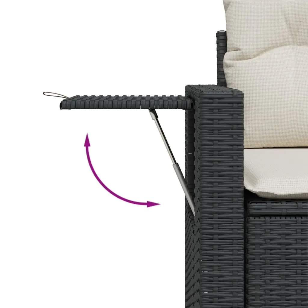 Garden Sofa Set 4 Piece Outdoor Furniture Black Poly Rattan Patio Lounge