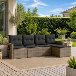 Outdoor Modular Sofa Set – 5 Pieces with Grey Cushions