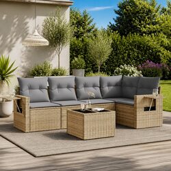 Beige Garden Sofa Set: 6 Piece Outdoor Patio Furniture