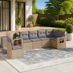 Comfortable Beige 6-Piece Garden Sofa Set for Outdoor Spaces