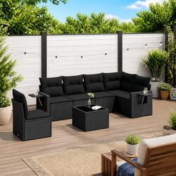 Outdoor Garden Sofa Set - 7 Pieces in Black