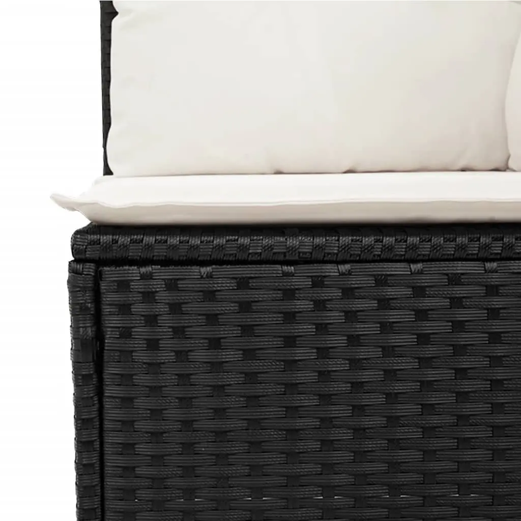 7 Piece Modular Outdoor Sofa Set with Cushions Black PE Rattan for Patio and Garden