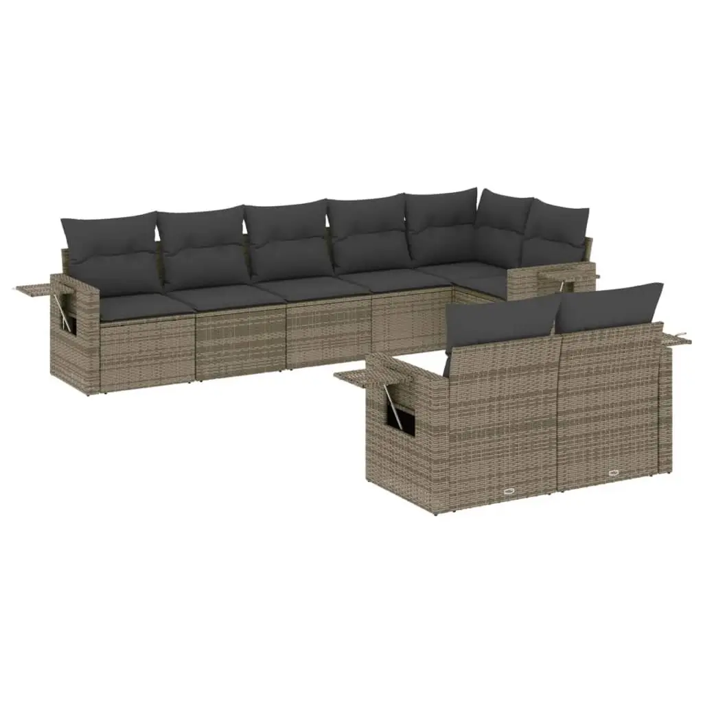 Garden Sofa Set 8 Piece Outdoor Furniture Grey Poly Rattan Modular Patio Lounge