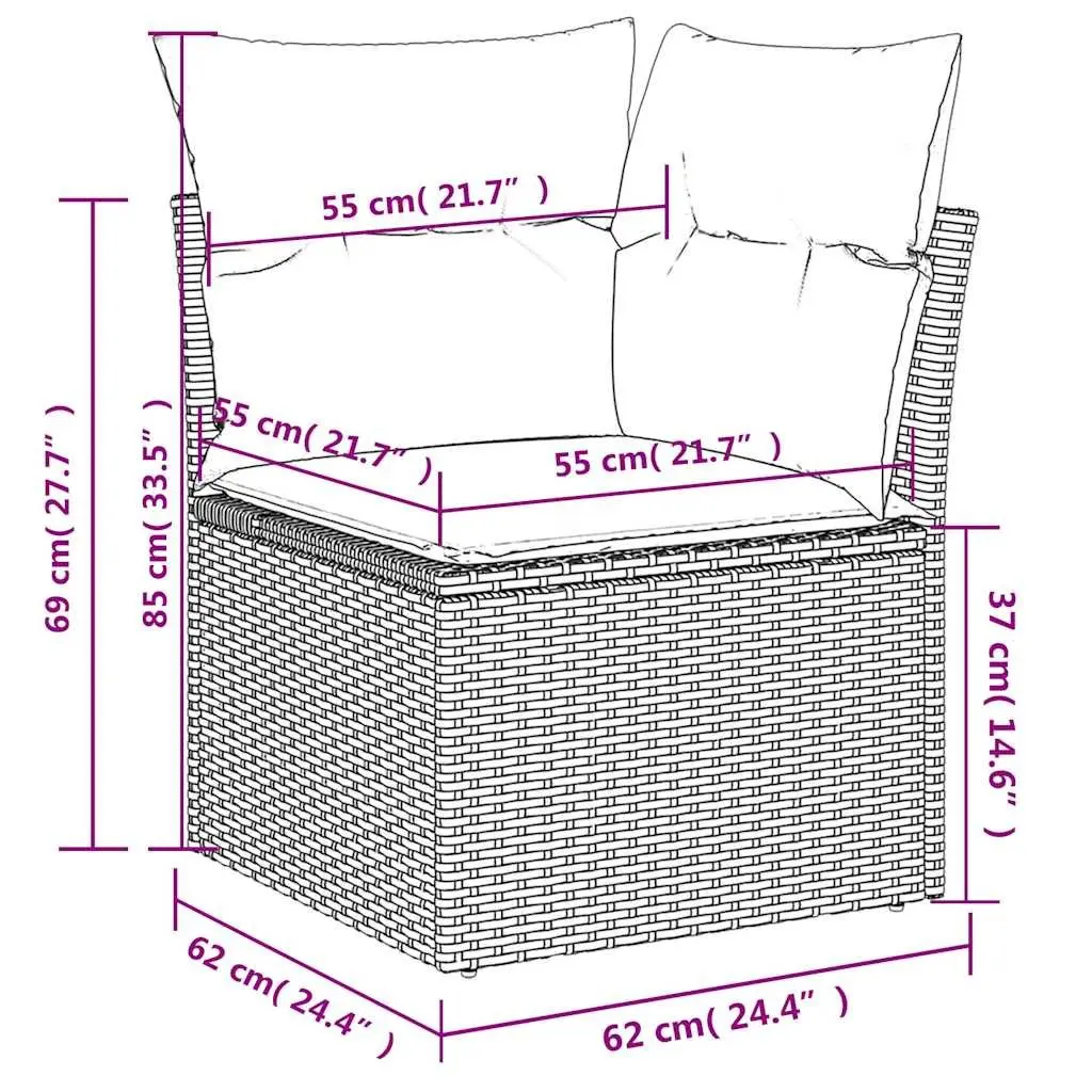 Garden Sofa Set 8 Piece Outdoor Furniture Black Poly Rattan Modular Patio Lounge