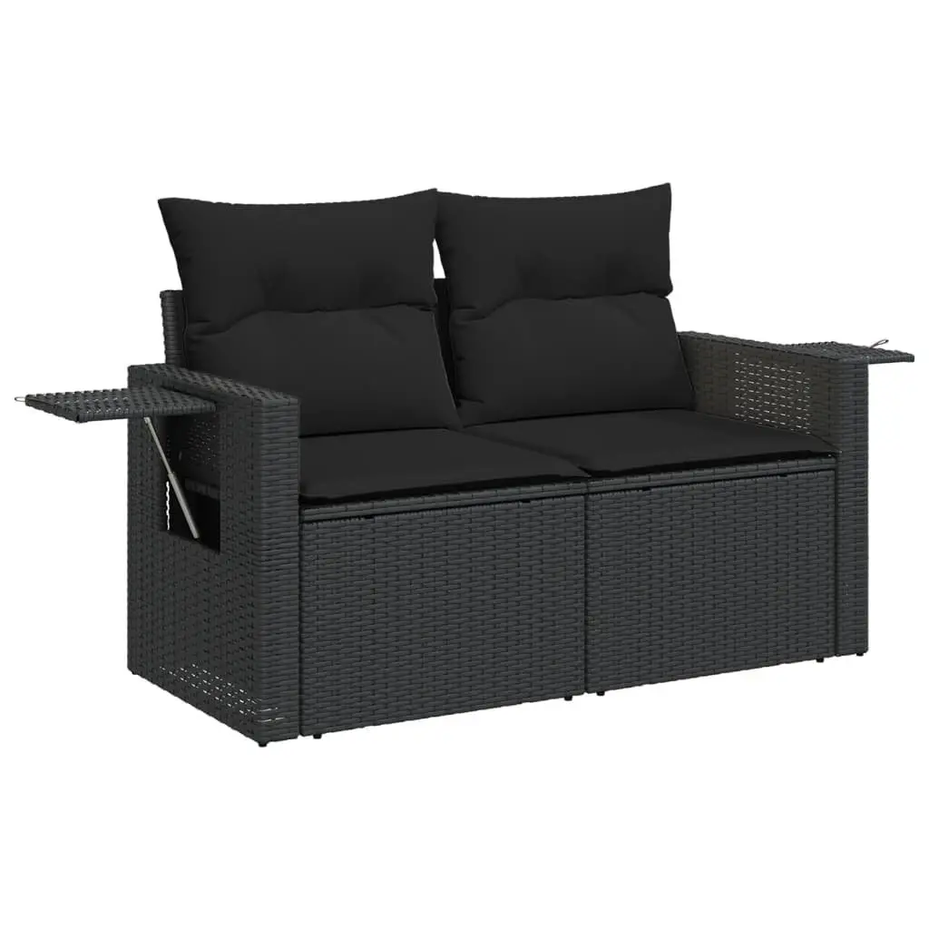 Garden Sofa Set 6 Piece Modular Black Poly Rattan Outdoor Furniture