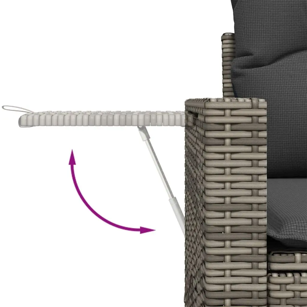9 Piece Outdoor Garden Sofa Set Grey Poly Rattan Patio Furniture Cushioned