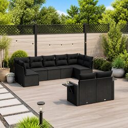 Stylish Black Modular Outdoor Sofa Set - 9 Pieces