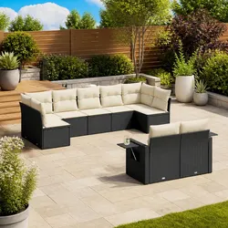 Outdoor Garden Sofa Set 9 Piece Poly Rattan Modular Patio Furniture Black