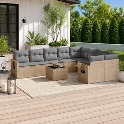 10-Piece Beige Patio Sofa Set for Ultimate Relaxation