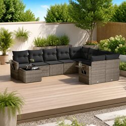 Garden Sofa Set 10 Piece Outdoor Furniture Grey Poly Rattan Modular Patio Lounge
