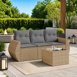 Modular 4 Piece Outdoor Sofa Set in Beige