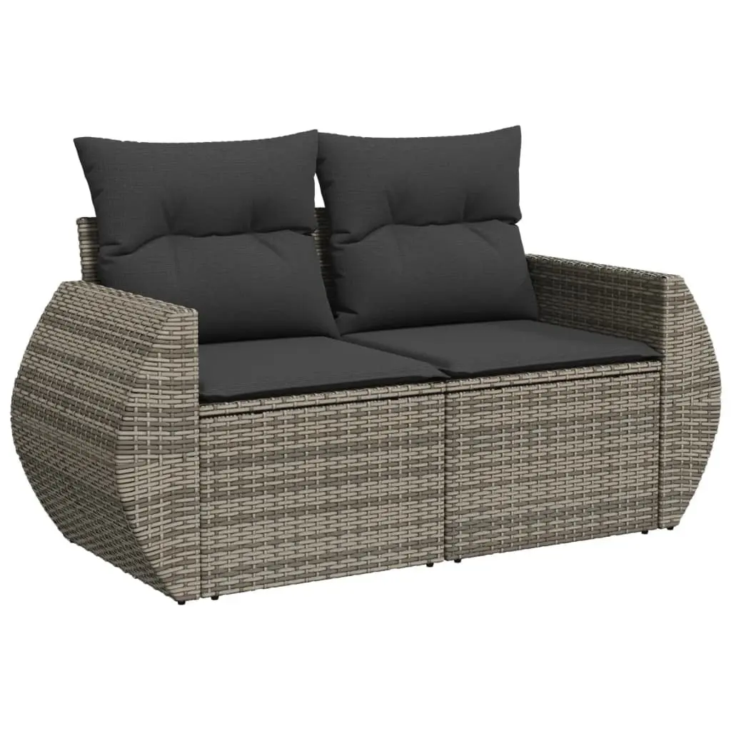 Garden Sofa Set 8 Piece Outdoor Furniture Patio Grey Poly Rattan with Cushions