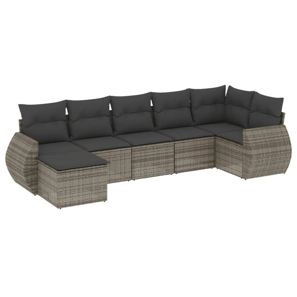 Outdoor Sectional Sofa Set 7 Piece Grey Garden Furniture Patio Seating with