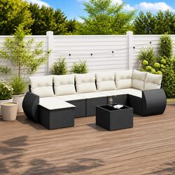 Stylish 7-Piece Modular Patio Seating Set in Black