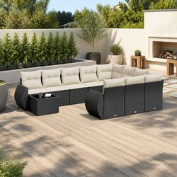 Transform Your Patio with 11 Piece Black Rattan Sofa Set