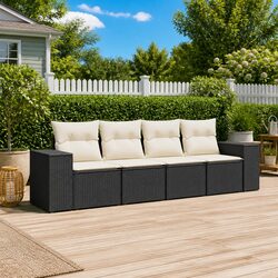 Transform Your Patio with Our 4 Piece Black Rattan Sofa Set