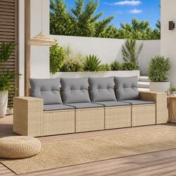 Enhance Your Patio with a 4-Piece Sofa Set in Beige