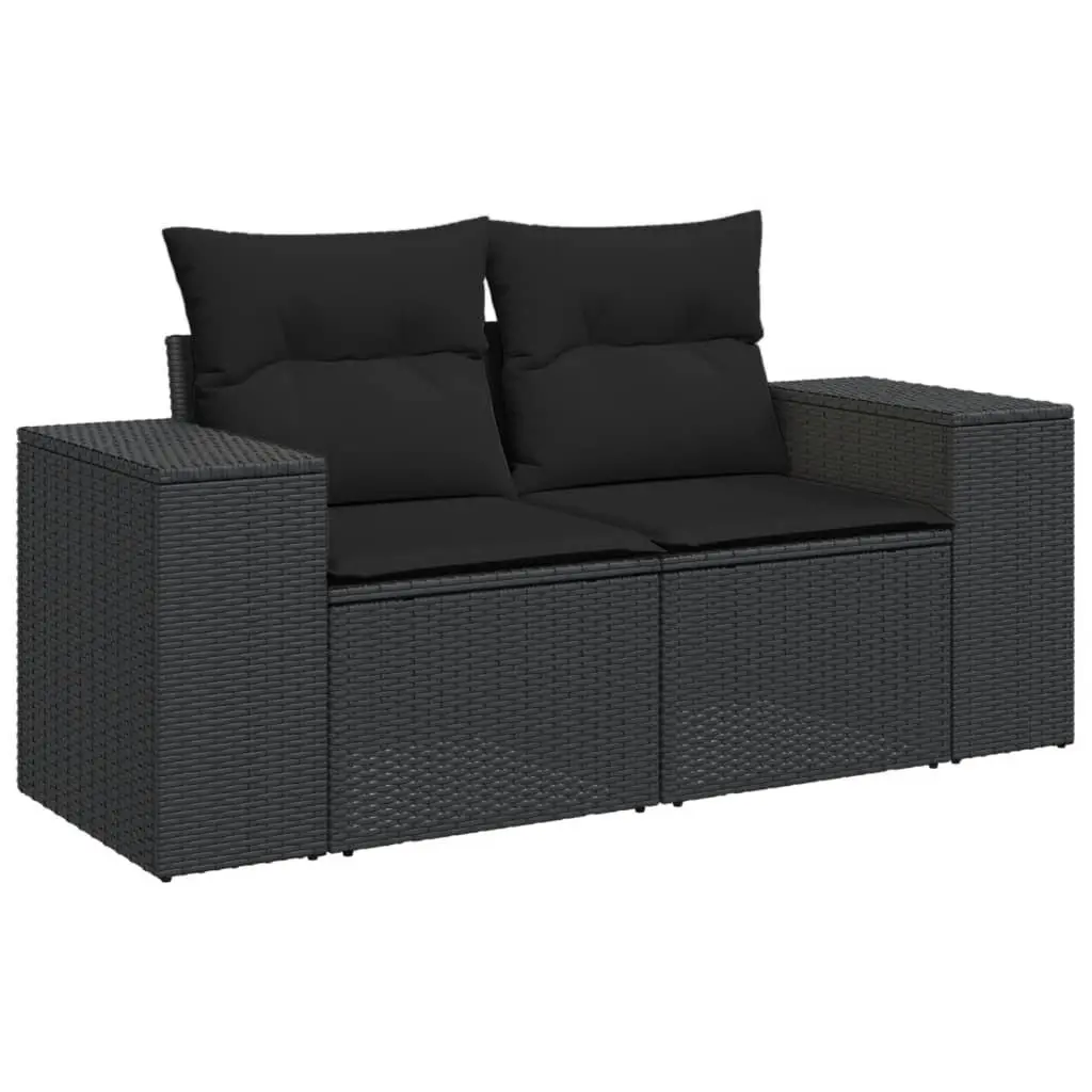 Outdoor Sectional Sofa Set 5 Piece Black Poly Rattan Garden Furniture with