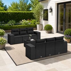 Black Modular Outdoor Sofa Set for Relaxation