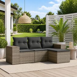 Transform Your Patio with This Grey Rattan Sofa Set